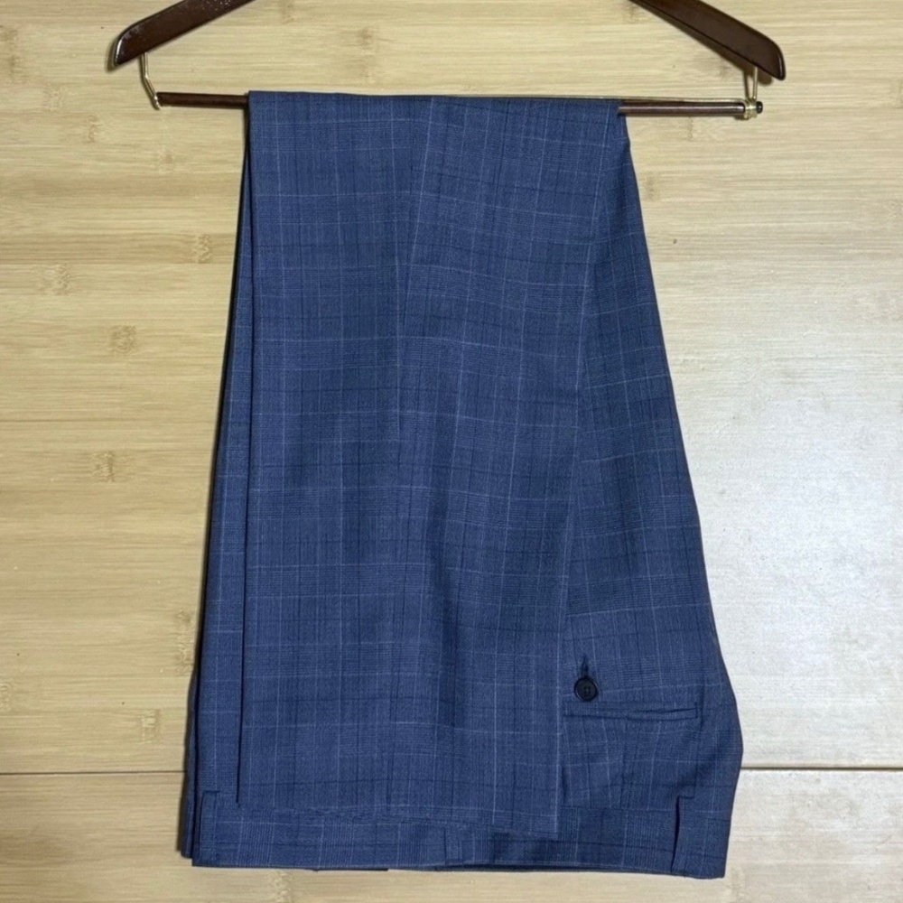 Paul Smith Wool Dress Pants Trousers Blue Plaid 35 34 Waist